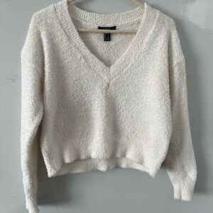 Forever 21 Soft Cream V-Neck Sweater